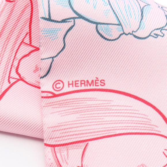 HERMES Pink Silk Scarf - Picture 2 of 4